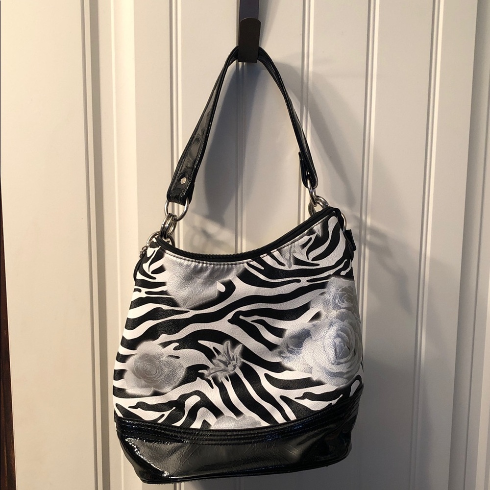 Black & White Zebra Print Shoulder Bag